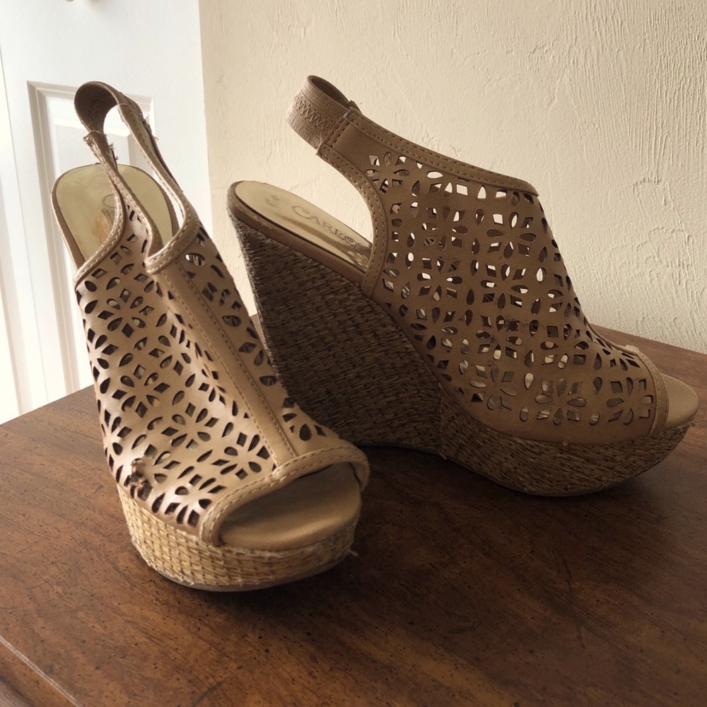 Tan Wedge Heel Sandals